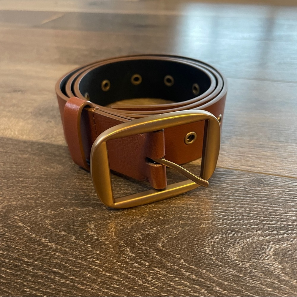 All Saints Leather 42” Eyelet Belt Size M/L Bitter Brown EXCELLENT CONDITION